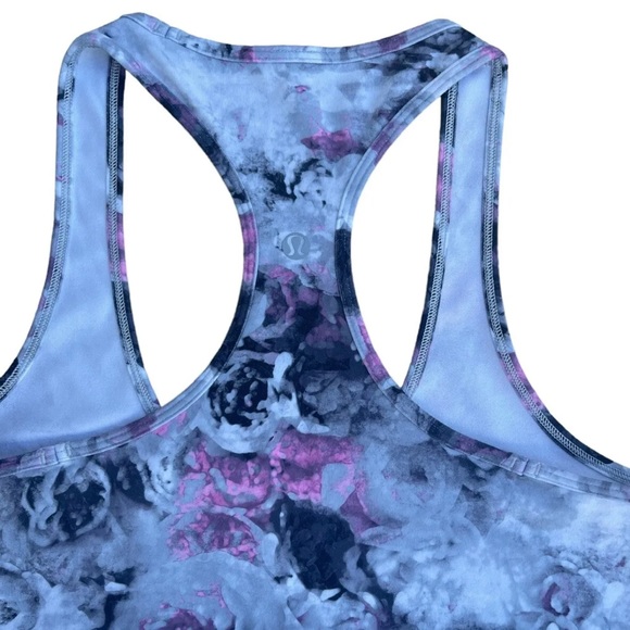 Lululemon Cool Racerback Tank Top Size 6 Moody Mirage White Deep Navy Floral - Picture 4 of 5